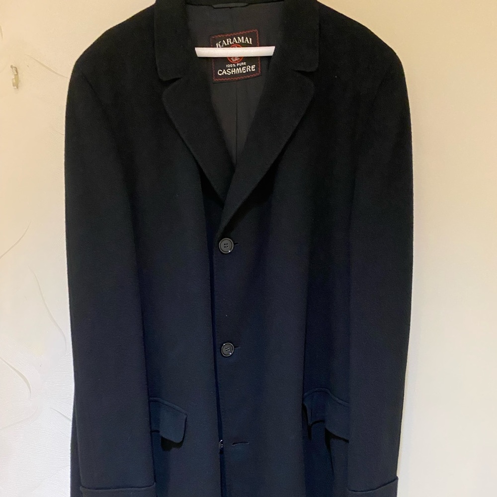 Karamai Cashmere Tall Mens black coat XL